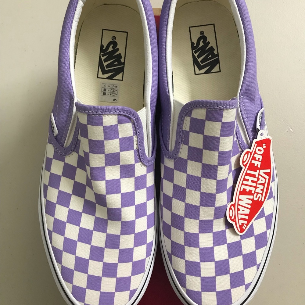VANS SZ 10.5 Men checkerboard slip on violet shoe